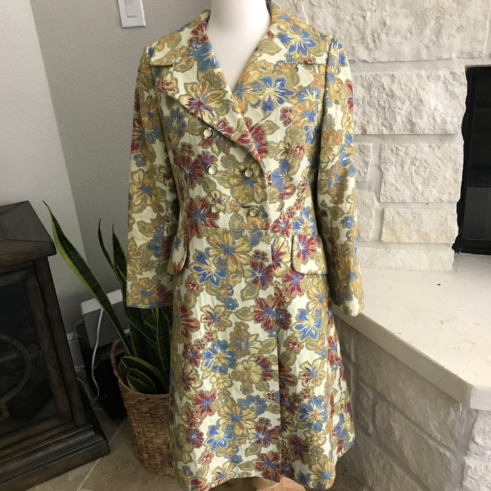 Vintage Neiman Marcus Brocade Long Coat Jacket 8